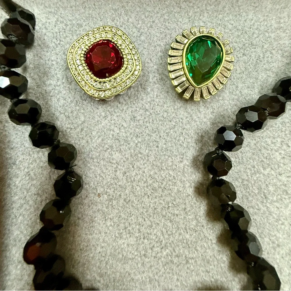 Heidi Daus “Enchante” Beaded Crystal Magnetic Necklace 3 Pendants - Picture 7 of 8